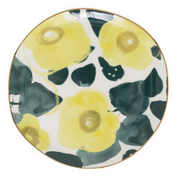 Urban Nature Culture - Good Morning - Plate met handgeschilderde bloemen - Multi/Goud Ø17 cm