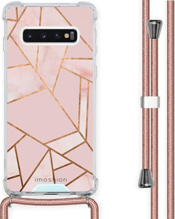 iMoshion Hoesje Geschikt voor Samsung Galaxy S10 Hoesje Met Koord - iMoshion Design Hoesje met Koord - Goud / Roze / Pink Graphic