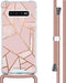 iMoshion Hoesje Geschikt voor Samsung Galaxy S10 Hoesje Met Koord - iMoshion Design Hoesje met Koord - Goud / Roze / Pink Graphic