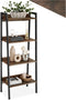 tectake® Ladderrek - Wandrek - 4 Houten Planken - Industrieel Design - Zwart Metalen Frame - 57,5 x 34 x 138 cm