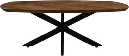 HSM Collection Salontafel Visgraat 120cm Donker Naturel/Zwart Eiken/Metaal