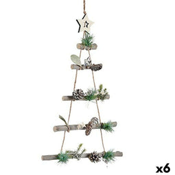 Kerstversiering Krist+ 95851 Bruin Zilverkleurig Hout Plastic Kerstboom 34 x 5 x 65 cm (6 Stuks)