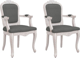 vidaXL - Eetkamerstoelen - 2 - st - 62x59,5x100,5 - cm - stof - donkergrijs