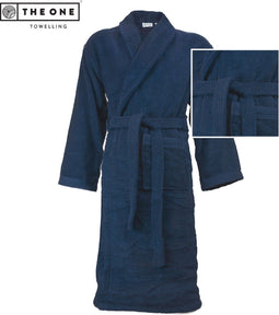 The One Towelling Organic Badjas - L/XL - Hoge vochtopname - 100% Biologisch gekamd katoen - Marineblauw