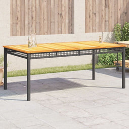 vidaXL Tuintafel 180x90x75 cm poly rattan en acaciahout zwart