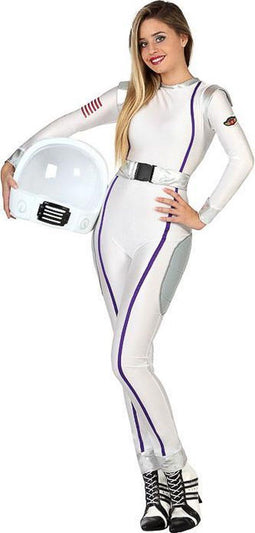 Astronaut Dames Kostuum - Volledig Verkleedpak - Wit (2 pcs)