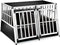 tectake® Aluminium Hondentransportbench - Hondenbox - Trapeziumvormig - Licht en Stabiel - Zwart (104 x 90,5 x 69 cm) met Scheidingswand