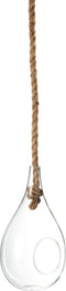 J-Line Terrarium Hang Ovaal Glas/Koord Transparant Small 15X15x28cm