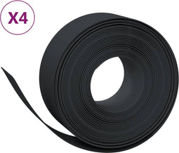 vidaXL - Tuinranden - 4 - st - 10 - m - 20 - cm - polyetheen - zwart