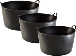 3x stuks zwarte wasmanden/flexibele emmers 55 liter - Opbergmanden - Draagmanden 53 cm
