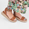 PS Poelman TARA - Dames Faux PU Sandalen - Sportieve Espadrille Sleehak - Bruin Cognac - Maat 37