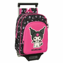 Kuromi Schoolrugzak met Wielen - Ergonomische Bekleding - Zwart Fuchsia 26 x 11 x 67 cm