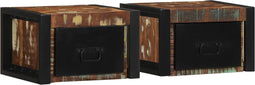 vidaXL - Nachtkastjes - 2st - 40x35x25cm - massief - gerecycled - hout - meerkleurig