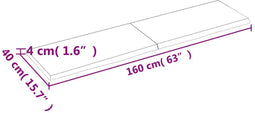 vidaXL - Wandschap - 160x40x(2-4) - cm - onbehandeld - massief - eikenhout