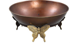 PTMD Tiana Ronde Schaal Vlinder - H16,5 x Ø36,5 cm - Metaal - Koper