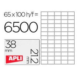 Klevende etiketten Apli 1283 Wit 100 Lakens 38 x 21,2 mm
