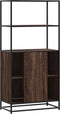 vidaXL - Hoge - kast - 68x35x139 - cm - bewerkt - hout - en - metaal - bruin - eikenkleur