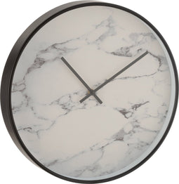 J-Line klok Marmer - kunststof - zwart - Ø 40 cm
