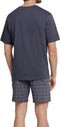 Schiesser Heren Shortama - Korte broek - V-hals - Antraciet - Maat L