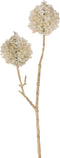 J-Line decoratie Tak 2 Bloemen Pompons - kunststof - crème/goud - small - 12 stuks