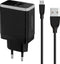 Mobiparts USB-A thuislader met 2 poorten en losse USB Micro B kabel - Smart IC - 4,8A / zwart - 1 meter