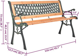 vidaXL - Tuinbank - 116 - cm - gietijzer - en - massief - vurenhout