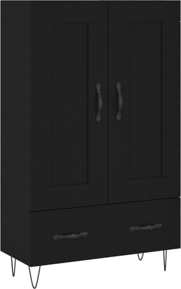vidaXL - Hoge - kast - 69,5x31x115 - cm - bewerkt - hout - zwart