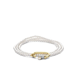 TI SENTO Dames Armband - 925 zilver - Wit parel - Maat M - 2976PW