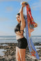 SooBluu - Sneldrogende handdoek reishanddoek strandlaken voor dames - Duurzaam gemaakt van gerecycled plastic rPET tot Microvezel Strandhanddoek - dun lichtgewicht en compact - 100x160 - roze geel