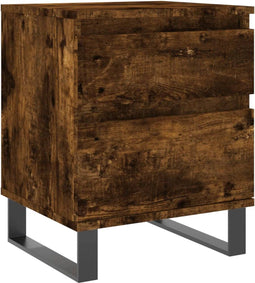 vidaXL - Nachtkastje - 40x35x50 - cm - bewerkt - hout - gerookt - eikenkleurig