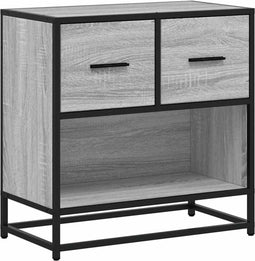 vidaXL - Nachtkastje - 60x31x60 - cm - bewerkt - hout - en - metaal - grijs - sonoma