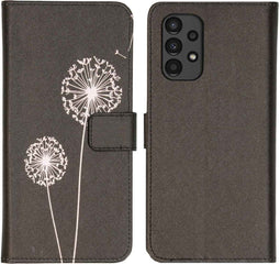 iMoshion Hoesje Geschikt voor Samsung Galaxy A13 (4G) Hoesje Met Pasjeshouder - iMoshion Design Softcase Bookcase - Zwart / Dandelion