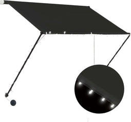 vidaXL - Luifel - uittrekbaar - met - LED - 200x150 - cm - antraciet