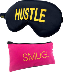SMUG Slaapmasker met Opbergzakje - 100% Verduisterend - Verstelbaar Oogmasker in Satijn - Hustle Print