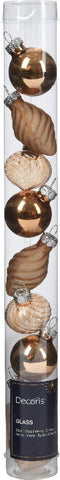 Kerstbal glas d3 cm pec.bruin 9st I
