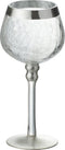J-Line kaarshouder Bol op voet Craquele - glas - transparant/zilver - small - 2 stuks