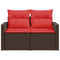 Tuinbank 2-zits met kussens poly rattan bruin