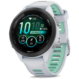 Garmin Forerunner 265S 42 mm wit/zwart met een wit/groene siliconen polsband