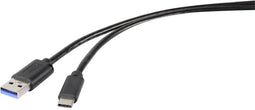 Renkforce RF-4535906 - USB 3.2 Gen1 A naar USB-C kabel - 5 Gbps - Zwart 1.80 m