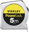 Stanley Rolbandmaat Powerlock 5m - 19mm - Verchroomde ABS behuizing - Geel