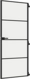 vidaXL - Binnendeur - smal - 83x201,5 - cm - gehard - glas - en - aluminium - zwart