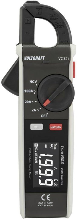 VOLTCRAFT VC-321 Stroomtang Kalibratie (ISO) CAT II 600 V, CAT III 300 V Weergave (counts): 2000