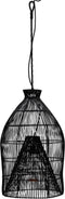 Riviera Maison Hanglamp - Rustic Rattan Fishing Basket Hanglampen Eetkamer - Zwart