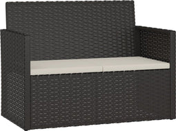 vidaXL - Tuinbank - met - kussens - 105 - cm - poly - rattan - zwart
