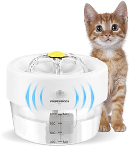 Vulpes Goods® Pets - Drinkfontein voor Katten & Honden - Draadloos met Infraroodsensor - 1L - Fluisterstil - Oplaadbaar - Premium White