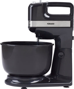 Tomado TKM3001B - Handmixer met kom - Keukenmachine - Inclusief gardes en deeghaken - 3,8 liter - 5 snelheden - Turbofunctie - Roterende kom - 300 watt - Zwart