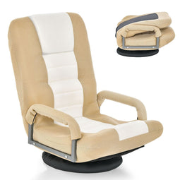 Coast Opklapbare Vloerstoel - 6-voudig Verstelbaar - 360° Draaibaar - Beige - 55 x 61-87 x 75 cm