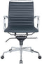 Feel Home - Lage design bureaustoel - Echt leer - Donkerblauw