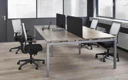 Hoogte verstelbare Bench werkplek Kubus breed 320CM bladkleur Wit framekleur Wit (RAL9010) aantal werkplekken 4