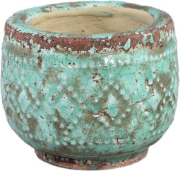 PTMD Jiske Bloempot - 11 x 11 x 9 cm - Terracotta - Groen